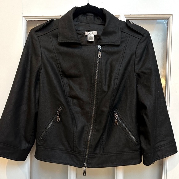Cache Jackets & Blazers - Vintage Cache Black Moto Jacket Zipper Accents Rock Glam Punk Chic Size S Small